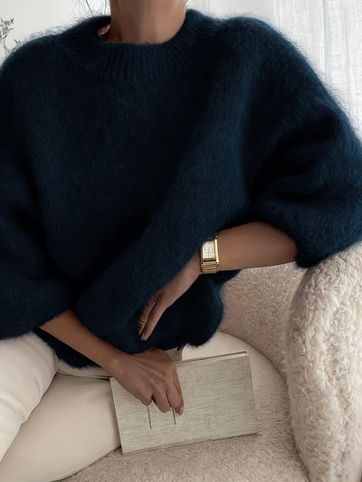 SOLINE™ | Alpaka Sweter z Okrągłym Dekoltem i Miękką Strukturą