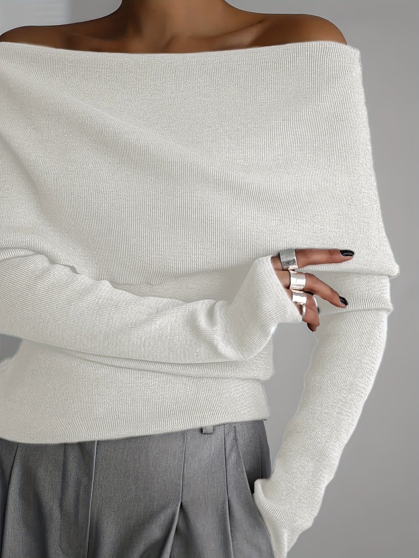 SELENA™ | Elegancki Sweter Hiszpanka z Odkrytymi Ramionami