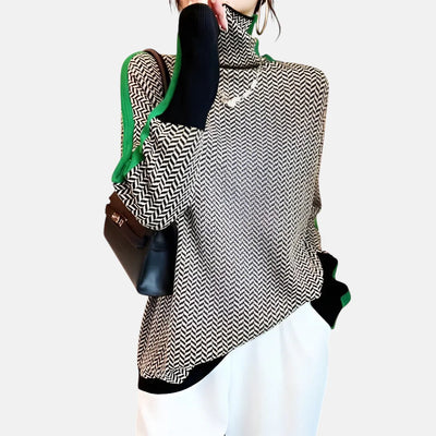 Malou™ | Sweter z wysokim kołnierzem w wyraźnych paskach