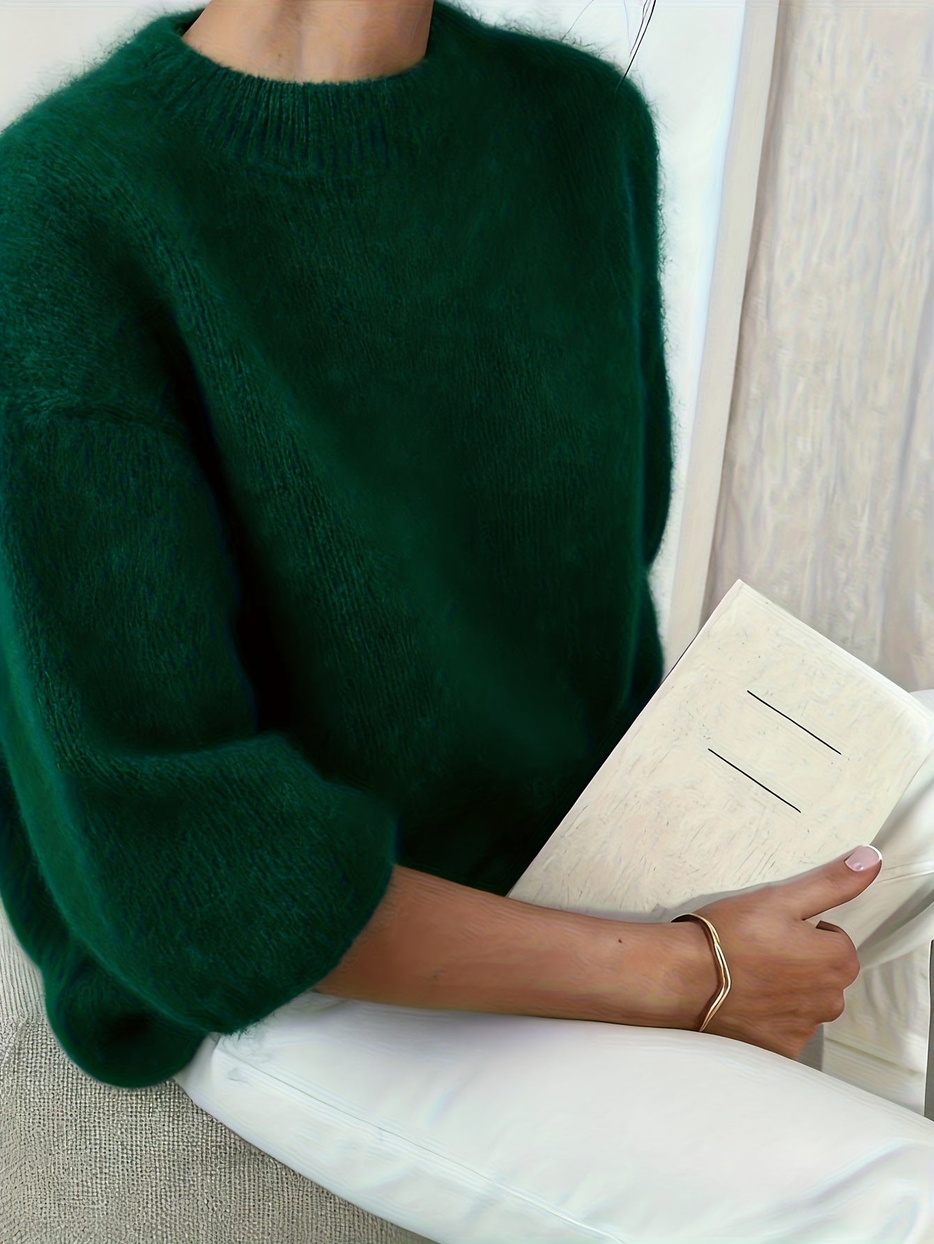 SOLINE™ | Alpaka Sweter z Okrągłym Dekoltem i Miękką Strukturą