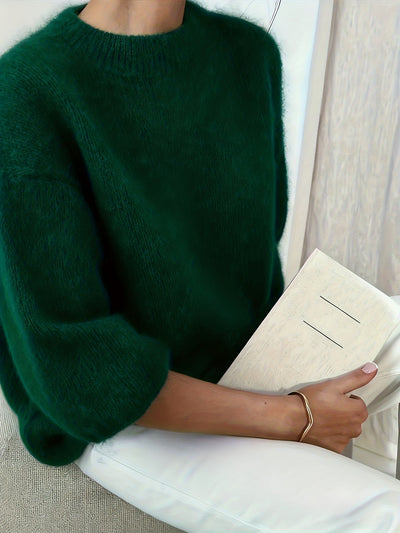 SOLINE™ | Alpaka Sweter z Okrągłym Dekoltem i Miękką Strukturą