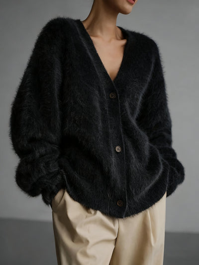 VIOLA™ | Miękki Sweter z Dekoltem w Serek o Puszystej Fakturze