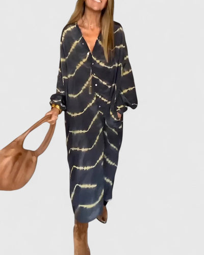 Amelia™ | Elegancka Boho Pasiasta Maxi Sukienka