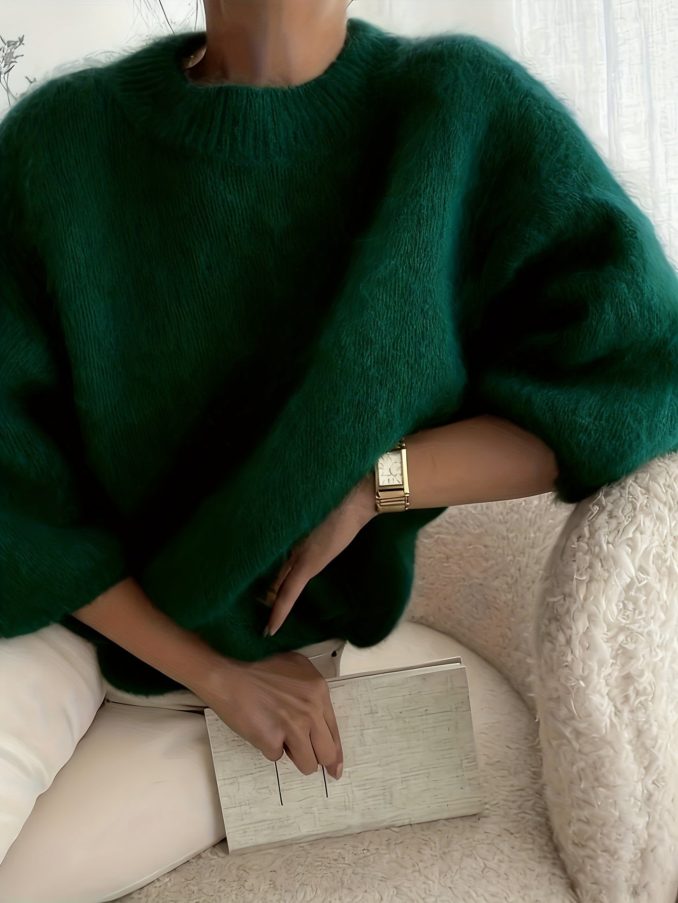 SOLINE™ | Alpaka Sweter z Okrągłym Dekoltem i Miękką Strukturą