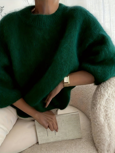 SOLINE™ | Alpaka Sweter z Okrągłym Dekoltem i Miękką Strukturą