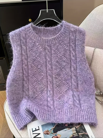 AMELIA™ | elegancka dzianinowa kamizelka z warkoczowym splotem