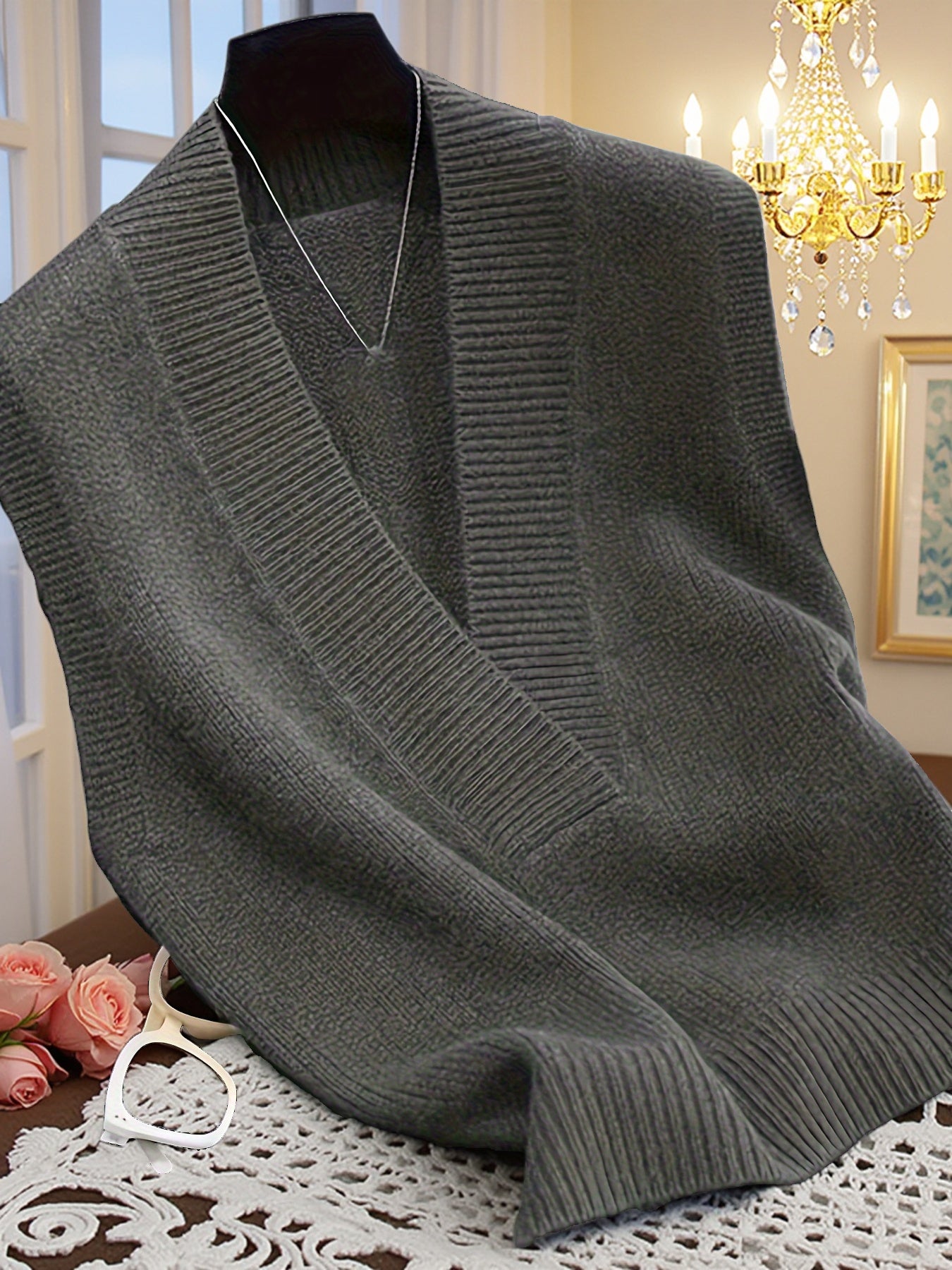 LARYSA™ | Elegancka dzianinowa kamizelka V-Neck na jesień i wiosnę