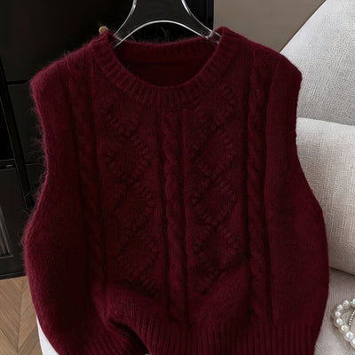 AMELIA™ | elegancka dzianinowa kamizelka z warkoczowym splotem