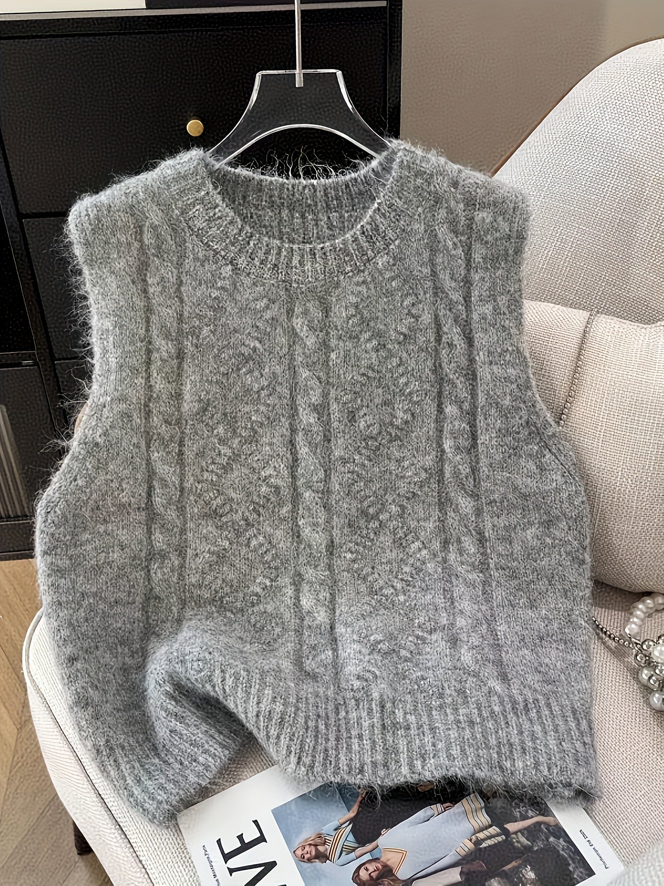 AMELIA™ | elegancka dzianinowa kamizelka z warkoczowym splotem