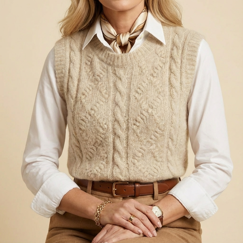 AMELIA™ | elegancka dzianinowa kamizelka z warkoczowym splotem