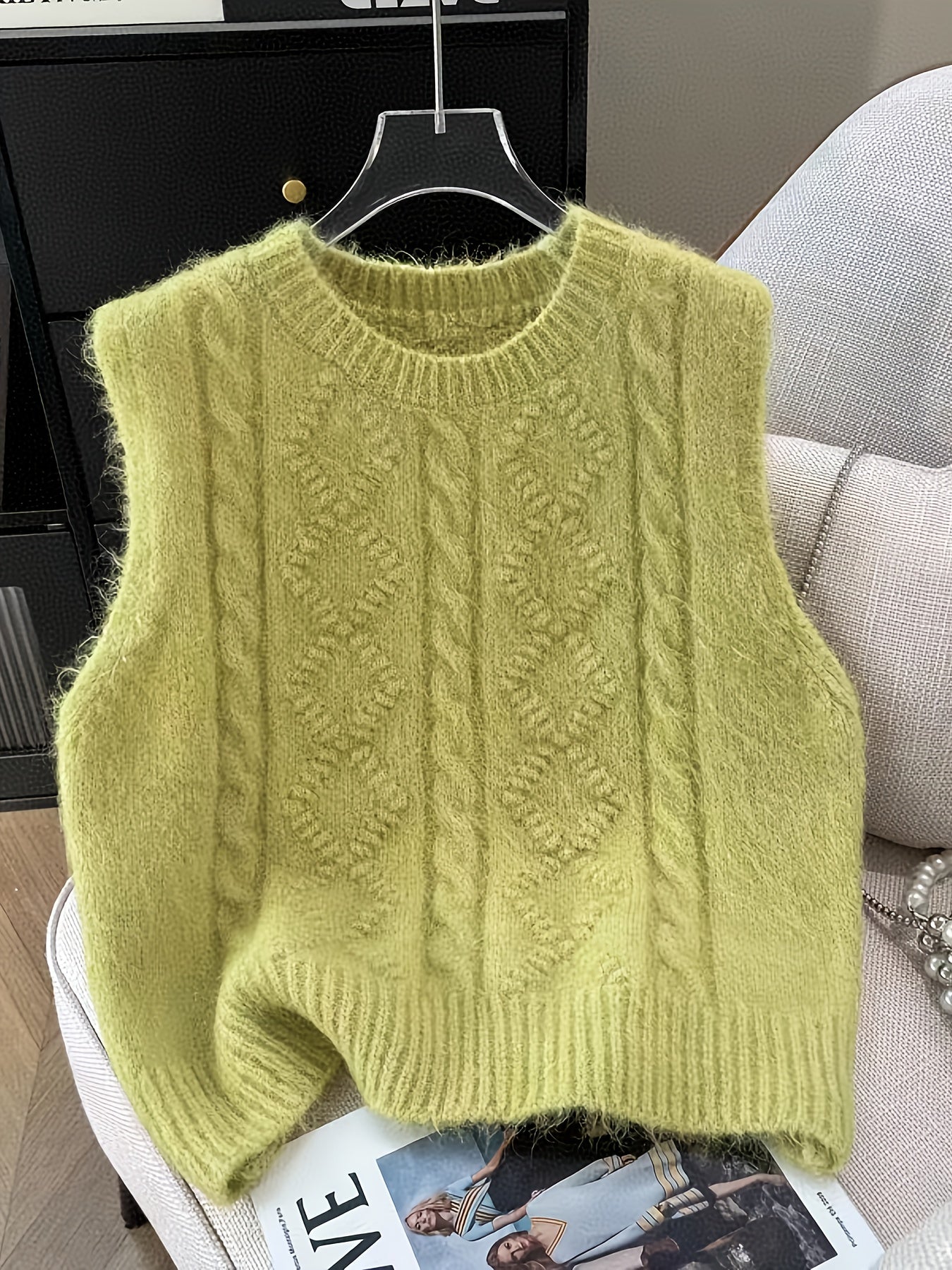 AMELIA™ | elegancka dzianinowa kamizelka z warkoczowym splotem