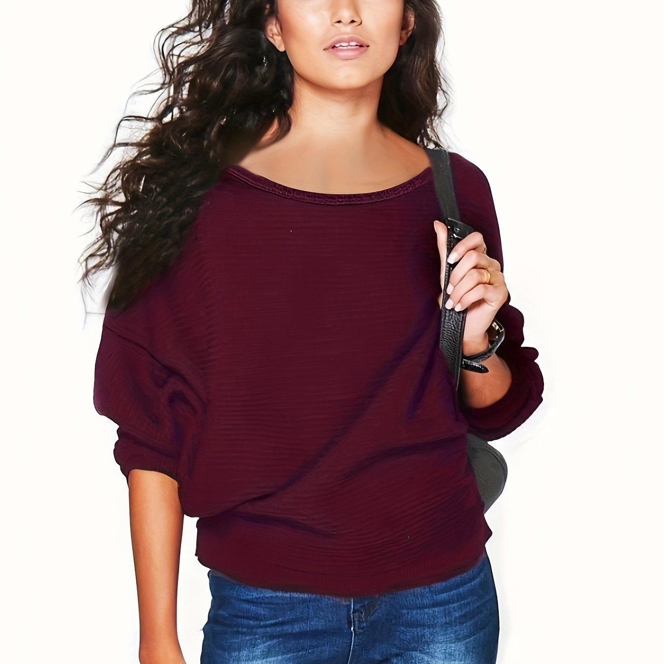 SELENA™ | Sweter z Luźnym Rękawem Nietoperza i Okrągłym Dekoltem