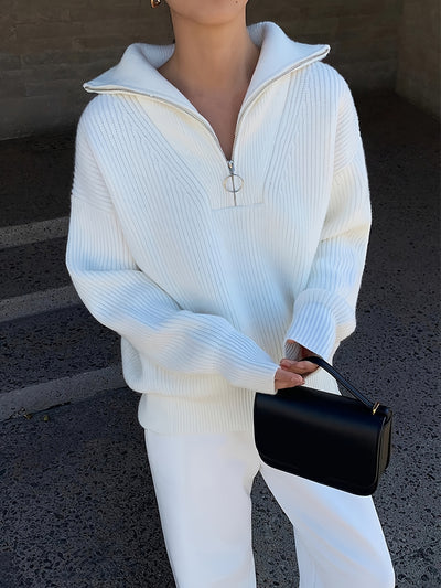 HANIA™ | Elegancka bluza polarowa z kołnierzem na zamek – miękka, ciepła, idealna na jesień i zimę