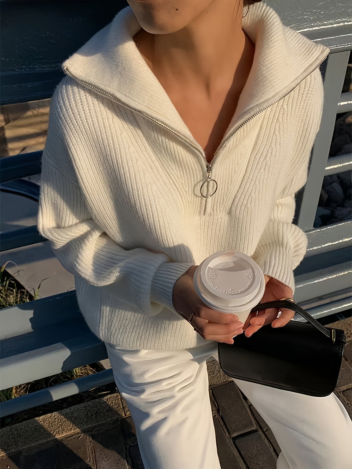 HANIA™ | Elegancka bluza polarowa z kołnierzem na zamek – miękka, ciepła, idealna na jesień i zimę