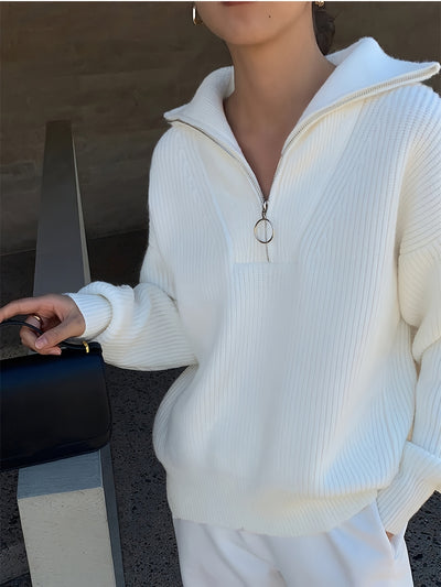 HANIA™ | Elegancka bluza polarowa z kołnierzem na zamek – miękka, ciepła, idealna na jesień i zimę