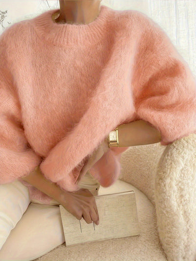 SOLINE™ | Alpaka Sweter z Okrągłym Dekoltem i Miękką Strukturą