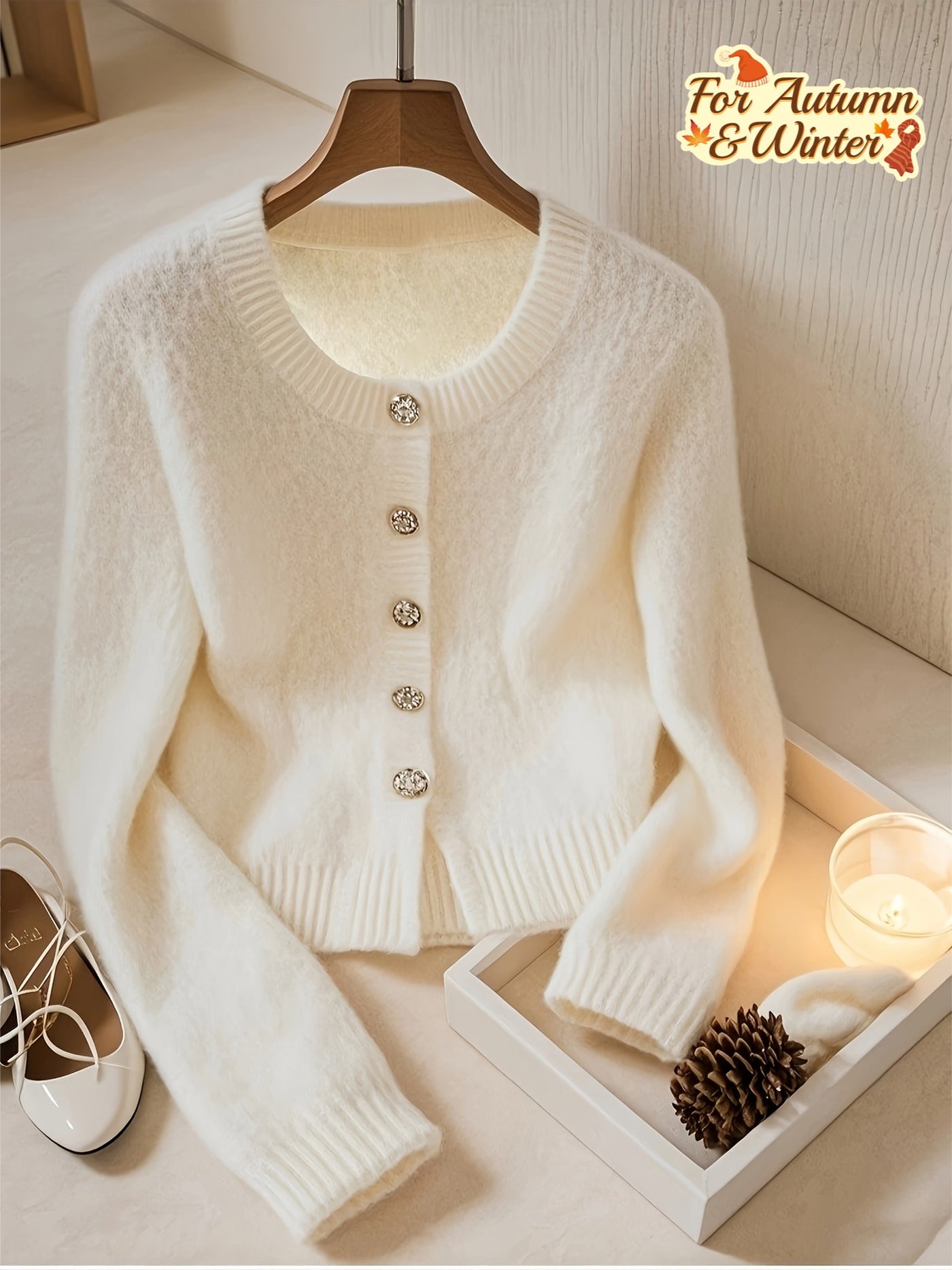 DALIA™ | Elegancki Krótki Kardigan z Guzikami i Delikatnym Połyskiem