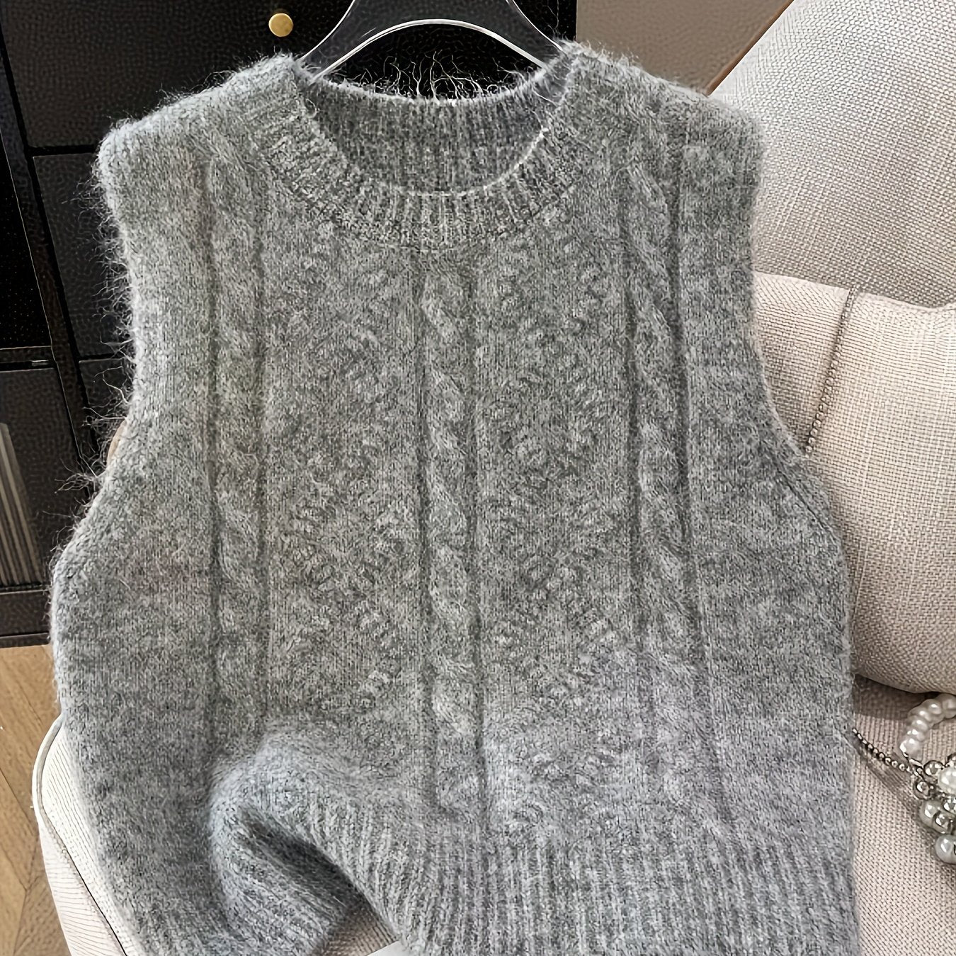 AMELIA™ | elegancka dzianinowa kamizelka z warkoczowym splotem