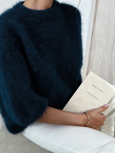 SOLINE™ | Alpaka Sweter z Okrągłym Dekoltem i Miękką Strukturą