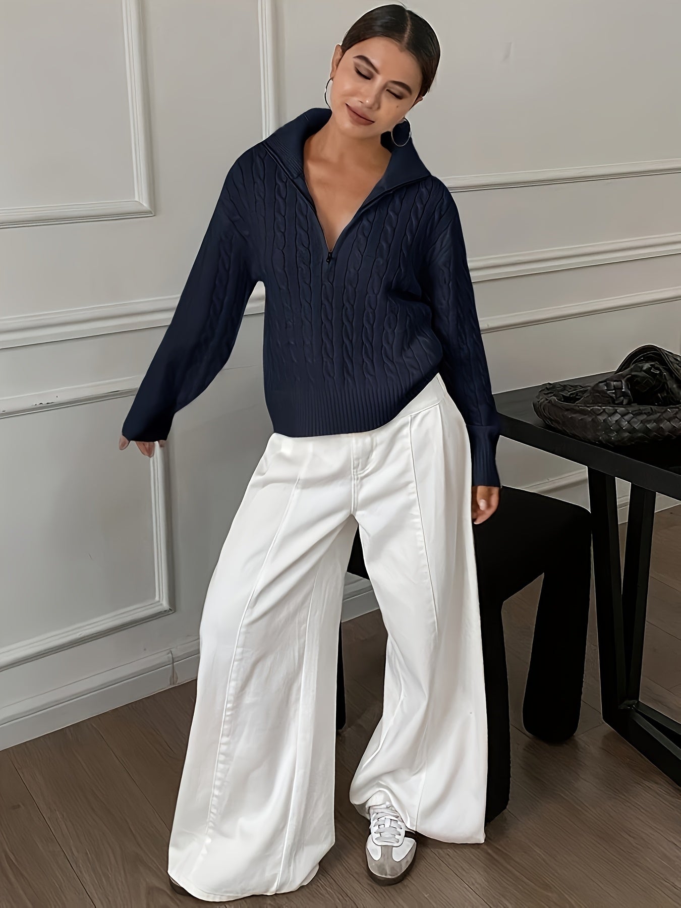 ANITA™ | Elegancki prążkowany sweter z kołnierzem na zamek