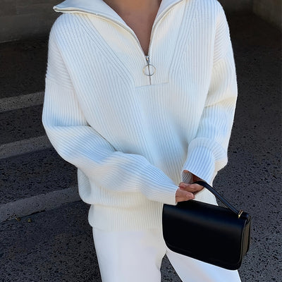 HANIA™ | Elegancka bluza polarowa z kołnierzem na zamek – miękka, ciepła, idealna na jesień i zimę