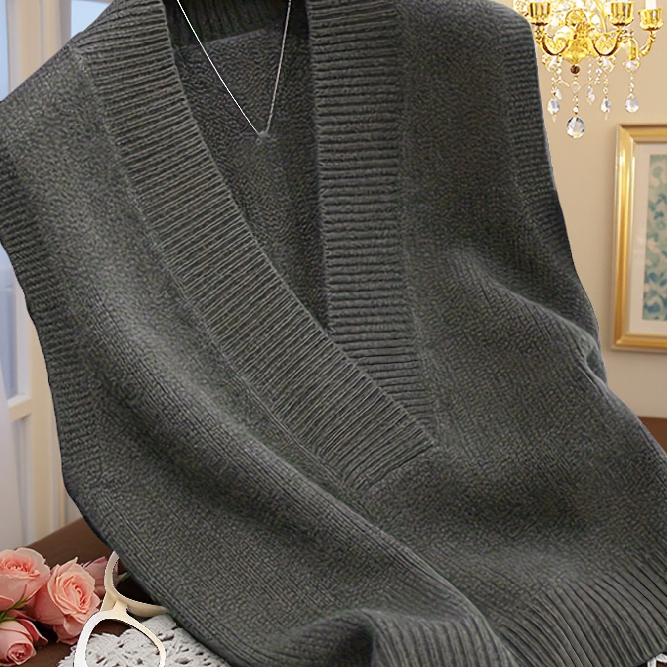 LARYSA™ | Elegancka dzianinowa kamizelka V-Neck na jesień i wiosnę