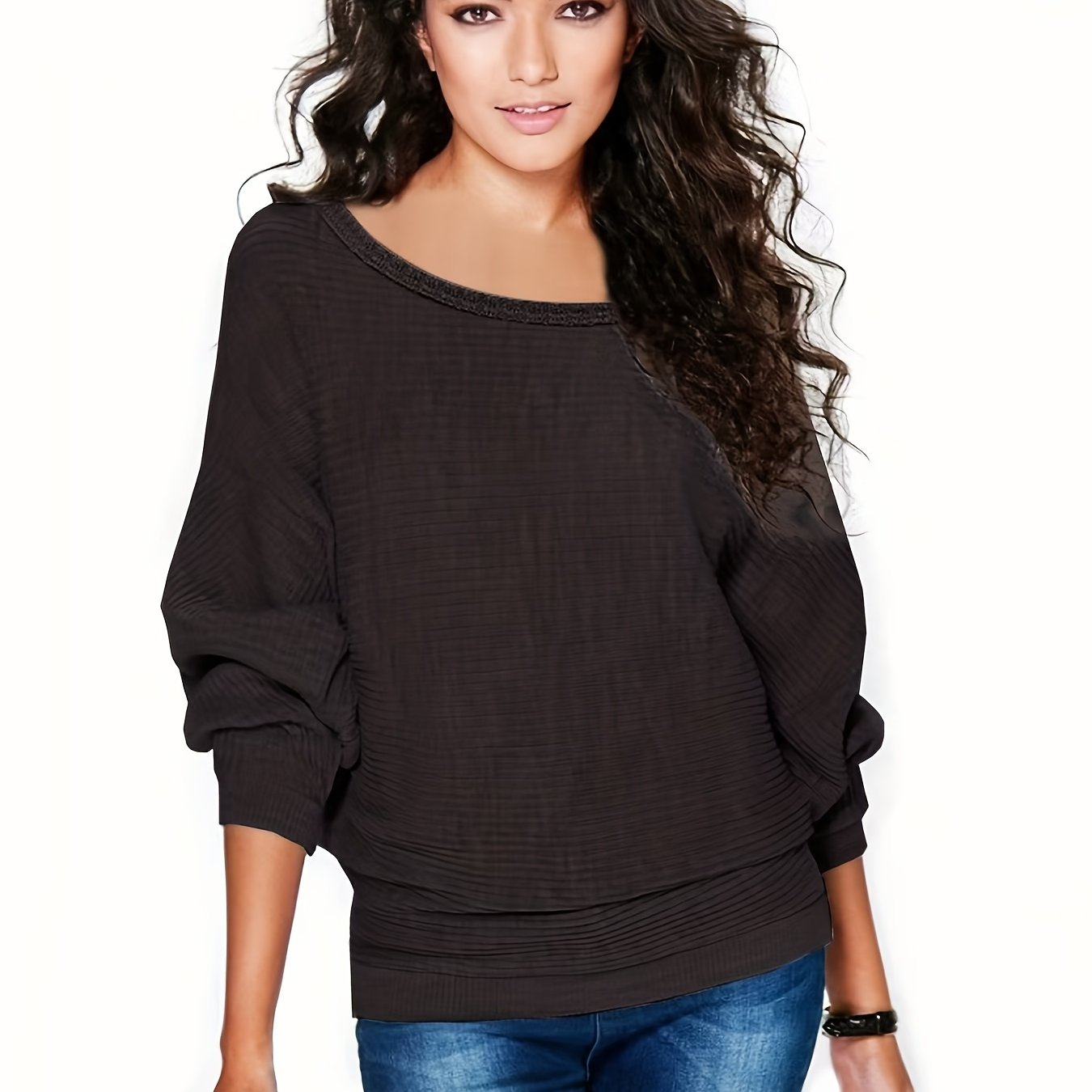 SELENA™ | Sweter z Luźnym Rękawem Nietoperza i Okrągłym Dekoltem