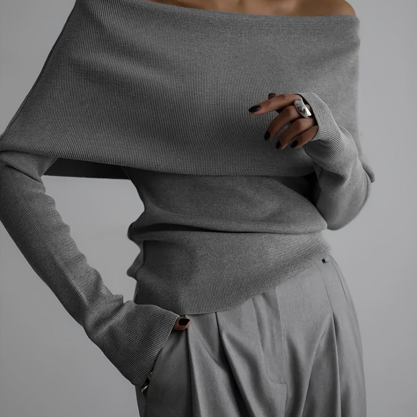 SELENA™ | Elegancki Sweter Hiszpanka z Odkrytymi Ramionami